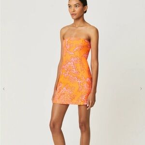 Strapless Orange Floral Rhode dress